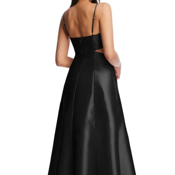 Alfred Sung Black Cutout Satin Gown D840 - Picture 3 of 4